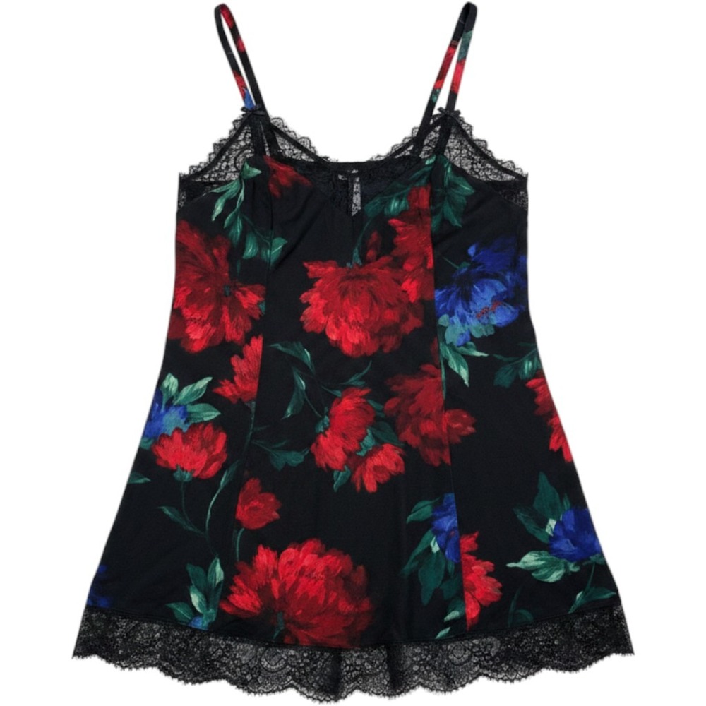 Cacique Lane Bryant Chemise 18/20 Black Floral Lace Lingerie Nightgown Dress